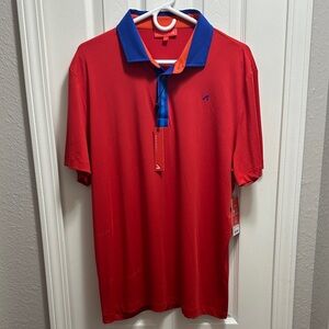 Redvanly Red Polo Shirt with Blue Collar